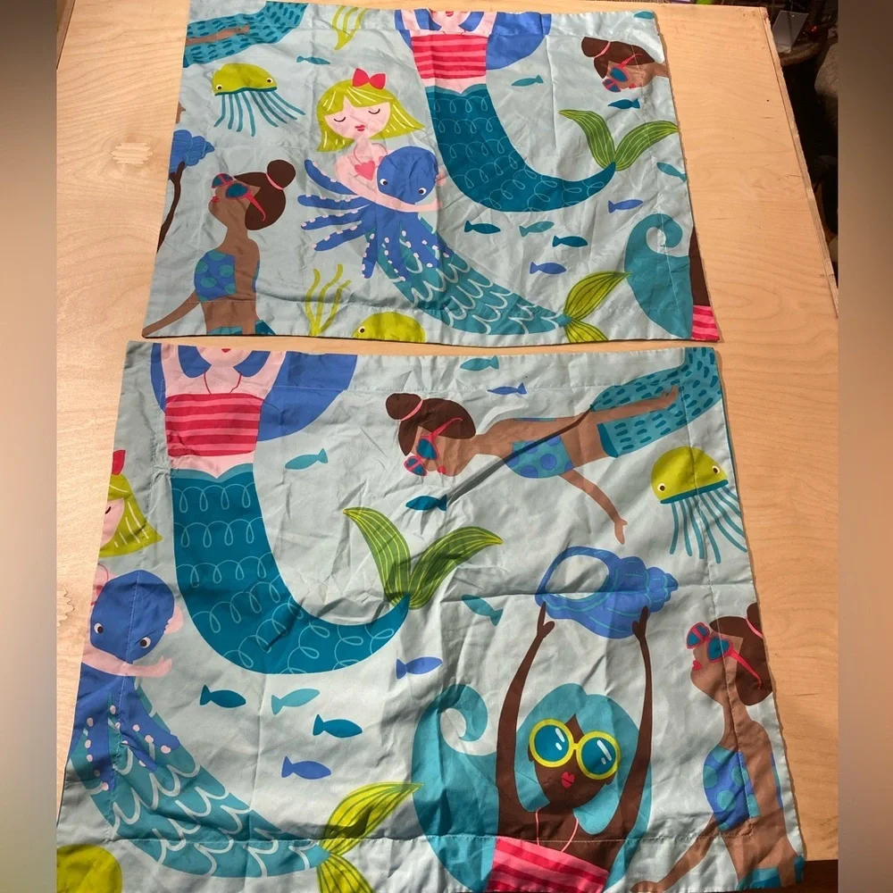 Mermaid and Sea Life Pillow Shams  Full Size (MO)